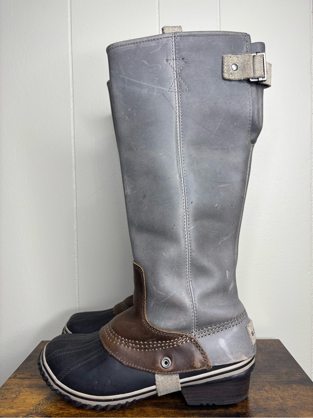 Sorel Slimpack Tall II Riding Boots Womens  Waterproof Leather Gray Size 7.5 - Picture 3 of 8